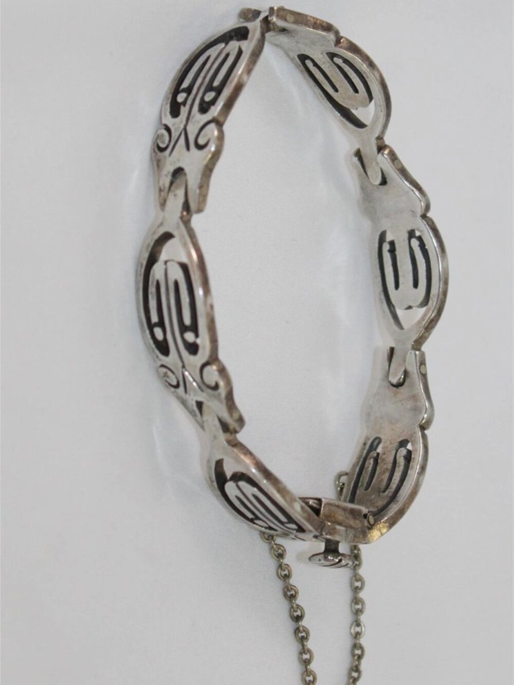 Vintage Taxco Mexico J Sotelo Sterling Silver 925 Link 6.7" Bracelet weighs 38.1